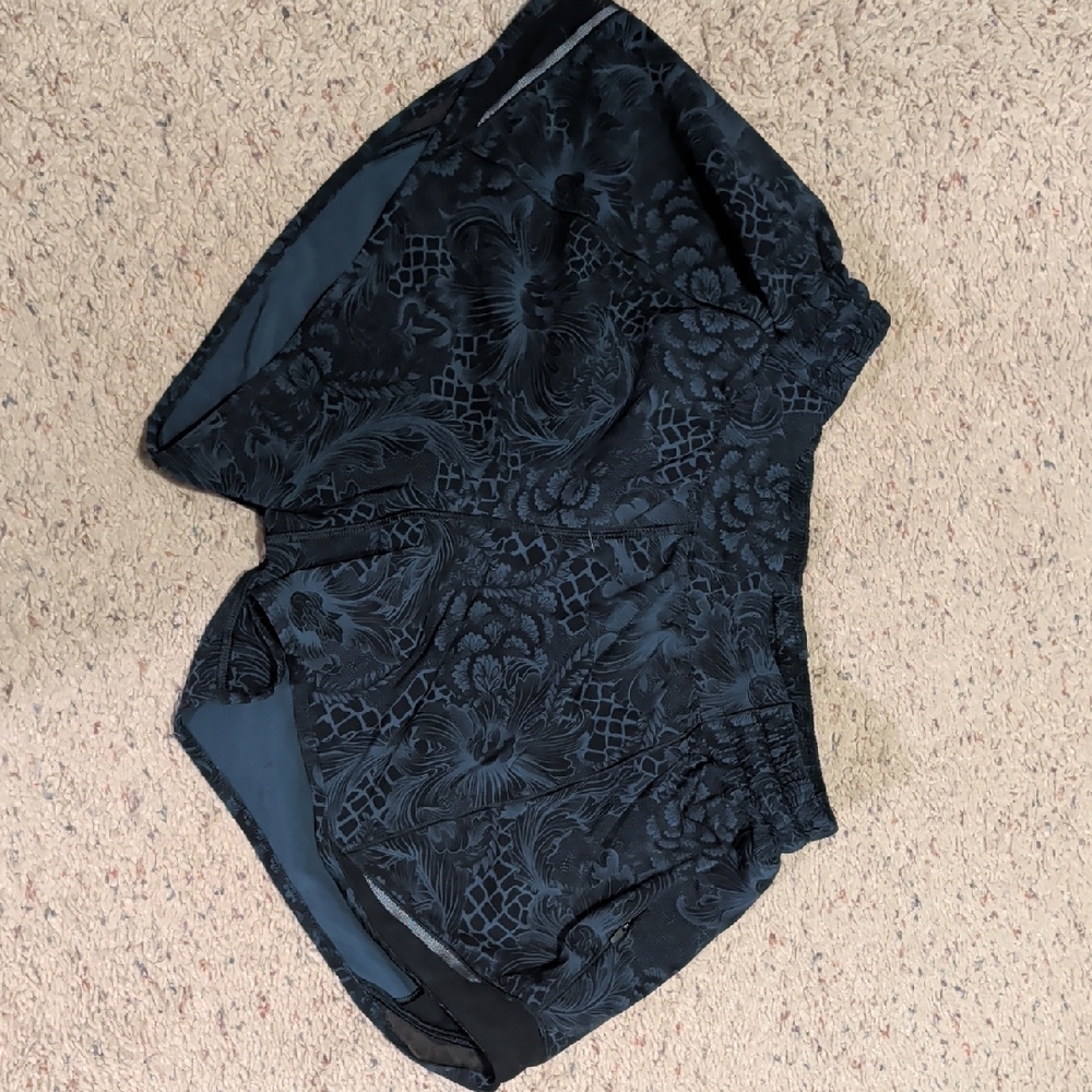 Lululemon Athletica Black Floral Athletic Shorts